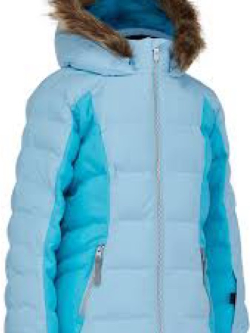 Spyder Girls' Light Blue & Teal Insulated Hooded Ski Jacket
